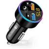 GBULTR Adattatore per trasmettitore FM per auto, Bluetooth 5.0, 66 W, con caricabatterie rapido Dual USB, display di tensione LED, vivavoce, MP3/chiavetta USB, navigatore, compatibile con 12 V/24 V