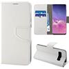 N NEWTOP Cover Compatibile per Samsung Galaxy S10 (4G), HQ Lateral Custodia Libro Flip Magnetica Portafoglio Simil Pelle Stand Protettiva (Bianco)