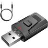 Inajoke Adattatore Bluetooth USB 5.0 2 in 1 (trasmettitore e ricevitore), audio stereo wireless con jack da 3,5 mm per TV, PC, auto, altoparlanti, cuffie, vivavoce, senza latenza