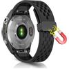 WoPail 20MM QuickFit Cinturino Magnetico per Garmin Fenix 8 43mm/Descent Mk3/Fenix 7S/7S ProFenix 6S/6S Pro Silicone Traspirante Cinturini di Ricambio per Garmin Descent Mk2S Nero