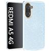 N NEWTOP 3in1 Cover Compatibile con REDMI A5 4G, Custodia Case GLITTER Brillantini Paper Interno Bling TPU + PC Flessibile Morbida Case Posteriore Lucida Protezione Fotocamera (Azzurro)