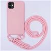 GoodcAcy Custodia Compatibile con iPhone 12 Mini, Custodia da Collo per Smartphone,Cover con Cordoncino da Indossare Cordino Laccio Morbido Silicone Necklace Bumper Case - Rosa