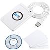 DewinLVD NFC Lettore di Schede, NFC RFID Reader Writer Lettore NFC Scrittore con 5x IC Card Duplicatore di Smart Card Senza Contatto 424 Kbps con Cavo