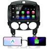 EZoneTronics Carplay Autoradio Android per Mazda 2 2008-2014 con Touch Screen da 9 pollici Navigazione GPS ad alta definizione Bluetooth Wifi USB Mirror Link Controllo del volante Lettore FM/RDS Radio
