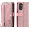 VEEMOS Custodia per Xiaomi Redmi Note 11 / 11S 4G, custodia klappbar con glitter, custodia a libro con scomparto per carte, borsa per cellulare con supporto - Rosa