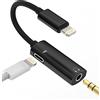 zoyuzan Adattatore jack audio da Lightning a AUX (2 in 1) per iPhone da 3,5 mm, jack di ricarica, splitter per auto, cavo di ricarica per iPad, connettore auricolare per Apple MFI Certified