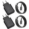 nongxiang 【2 Pezzi】45W Caricatore USBC per Samsung, Caricabatterie Super Veloce con Cavo di Ricarica da 2m, Adattatore Alimentatore USBC per Galaxy S25/S24/S23/S22/S21, Serie Note, Serie A