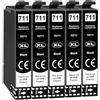 Jhaan T0711 Cartucce d'inchiostro compatibili con Epson T0715 cartuccia compatibile con Epson Stylus SX515W SX510W SX410 SX415 SX218 SX210 SX215 DX8400 DX7400 DX6000 BX300F BX610FW B40W (5 nero)