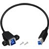 HuaLiSiJi Prolunga USB Tipo B 3.0 per Montaggio a Pannello Cavo di Prolunga USB 3.0 Tipo B Maschio a Femmina 5Gbps Trasferimento per Scanner, Stampanti Multifunzione (Nero, 0.3 m)