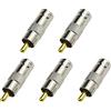 eMagTech 5 Pz Ottone BNC Maschio A RCA Phono Femmina Adattatore Connettore Placcato Oro AV A Q9 Compatibile Con CCTV Telecamera Di Sicurezza Sistema Di Sorveglianza Monitor TV DVR Telecamere
