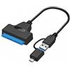 cablecc Cavo adattatore SSD Cablecc Type C & USB 3.0 maschio a SATA 22 pin 2.5 per disco rigido per Macbook e laptop