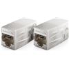 deleyCON 2 Pezzi CAT 7 Accoppiatore Connettore Adattatore Metallico Patch Cable LAN DSL Ethernet RJ45 Estensione 2x RJ45 Presa 600 MHz 10Gbps Argento