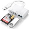 Hatuge Lettore di schede SD certificato Apple MFi per iPhone, 3 in 1, da USB-C a SD/TF, con adattatore USB per fotocamera per iPhone serie 15/16, iPad Air/Pro, MacBook Pro/Air M1, M2, M3, M4 e altri