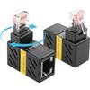 YACSEJAO 2 adattatori Ethernet con rotazione a 360°, adattatore di estensione di rete Cat5/Cat6 ad angolo retto di 90 gradi, connettore Gigabit RJ45 da maschio a femmina