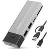 FARBOKO Case SSD M.2, Nvme Enclosure USB3.2/ USB3.1 Gen2 10Gbps con 2 porte USB2.0 e lettore di schede SD/TF senza attrezzi per M.2 NVMe/SATA SSD in 2242/2260/2280