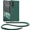 kwmobile Custodia Compatibile con OnePlus Nord 2T 5G Cover - Back Case in Silicone TPU - Protezione Smartphone con Cordino - verde scuro