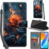 PHINIENLAND Cover per Honor X8 5G / X6 4G Case PU Pelle Custodia [Kickstand] [Chiusura magnetica] [Slot per Schede], Portafoglio Flip Custodia per Honor 70 lite,Fiamma