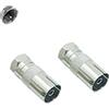 euroharry Adattatore per antenna SAT 2 pezzi da spina IEC a spina F (da spina F a spina coassiale) per cavi antenna, cavi satellitari, cavi coassiali