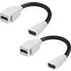 XMSJSIY Accoppiatore jack HDMI Keystone adattatore femmina a femmina per piastra da parete Keystone 4K a 60Hz Supporto connecotr ad alta velocità -18 cm/7,08 INCH 2 PZ