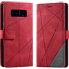 Vankii Cover per Samsung Galaxy Note 8, Flip Caso Libro Premium Portafoglio Custodia in Pelle PU Magnetica,Custodia Pelle Sintetica TPU Silicone Antiurto,Funzione Supporto Slot Schede (Rosso)