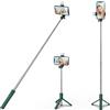 H.May Bastone Selfie Treppiede con Luce di Riempimento, 100CM Asta Selfie Stick Treppiede per Telefono Extra Lungo con Telecomando Staccabile Compatibile con iPhone 15 Samsung Smartphones, Verde