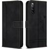 Bravoday Cover per Sony Xperia 10 V/Sony Xperia 10 V, Flip Custodia in Pelle PU con Slot per Schede, Portafoglio Custodia per Sony Xperia 10 V/Sony Xperia 10 V, Nero