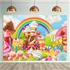 Molyrrd BATE Fondale per festa di compleanno con ciambelle e caramelle e cartoni animati arcobaleno gelato torta sfondo fotografico per caramelle decorazione per feste dolci cartoni animati paesaggio baby