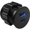 QIANRENON Adattatore di ricarica rapida USB C e USB, 15 W, tipo C + USB A incorporato, attacco rotondo, presa LED, montaggio su mobili, piani di tavolo, nero (solo per ricarica USB)