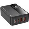 MANTO Caricabatterie USB C da 70 W con display LED, caricatore rapido a 4 porte con 2 USB-C PD3.0/QC4+ e 2 USB-A QC 3.0, ricarica USB compatta per MacBook, iPhone, Samsung, iPad, laptop, viaggi.