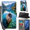 Haninsuze Cover per Samsung Galaxy A8 2018 Custodia Cover Pelle Libro Portafoglio con Porta Carte Magnetica Protezione Antiurto Cuoio Flip Case Custodia Cover per Samsung A8 2018, barca