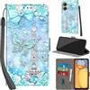 Haninsuze Cover per Xiaomi Redmi 13C 4G/5G Custodia Cover Pelle Libro Portafoglio con Porta Carte Magnetica Protezione Antiurto Cuoio Flip Case Custodia Cover per Poco C65, Torre