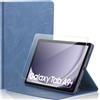 Ysjisy Cover per Samsung Galaxy Tab A9 Plus 11 Pollici 2023, Blu PU Pelle Portafoglio Libretto Flip Protettiva Custodia con 1 Pezzo Vetro Temperato Pellicola Protettiva per Samsung Galaxy Tab A9+