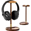 Plehood Supporto per cuffie da scrivania, in legno massello, universale, con base di stoccaggio per Airpod max e altro ancora
