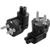 CERRXIAN Set di 2 connettori Schuko a 90 gradi su adattatore e spina CEE 7/7 2 poli a adattatore femmina IEC320 adatti per dispositivi a cavo