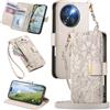 FANFO Portafoglio Custodia per Doogee Note 59 / Note 59 Pro, Scomparto con cerniera Pelle Flip Cover per Telefono, Borse a tracolla Multifunzione Porta Custodia. Off white