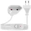 YINGAYOU Prolunga Elettrica Europea con Interruttore 2.5A 250V 625W Cavo Prolunga Elettrica con Interruttore 2x0.75 mm², per Elettrodomestici, Lampada, TV (Bianco, 3 m)