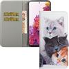 LEMAXELERS Custodia per Apple iPhone 16E Cover Portafoglio Custodia Pittura colorata Wallet Shock-Absorption Magnetica Supporto Protettiva Bumper Leather Flip Cover per iPhone 16E XC Three Cats
