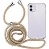MyGadget Cover per iPhone 11 - Custodia con Corda - Case con Cordino Trasparente Antiurto con Laccio | Tracolla - Practical Stylish - Arcobaleno