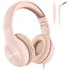 Nabevi Cuffie per Bambini con Filo e Microfono, 85/94dB Limite di Volume, Suono HD, Funzione di Condivisione, Cuffie Bambini Pieghevoli per iPad/Tablet/PC/Viaggio/Scuola, Rosa Sabbia