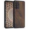 kwmobile Custodia Compatibile con Samsung Galaxy A52 / A52 5G / A52s 5G Cover - Protezione in Legno per Smartphone - Back Case con Bumper in Silicone TPU - marrone scuro