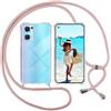 SIMao Cover Collana per Cellulare Compatibile con OPPO Find X5 Lite, Custodia Trasparente Silicone con Cordino Necklace Case, Custodia indossabile per Collo,Cover a Tracolla con cordina, Rosa