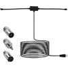 CJMUQHEHH Antenna FM Radio DAB 75 Ohm Dipolo con Connettore Tipo F, 3 Adattatori, Cavo di Estensione da 3m, Compatibile con Radio FM/DAB, Amplificatore Antenna e Antenna Fracarro per Interni