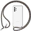NALIA Cover con Collana per Samsung Galaxy A13 4G / A13 5G | Nero Multicolore, Mani Libere, Zero Stress, Retro Cristallino, Il Tuo Tocco Di Stile, Airbag Invisibile, HANGIT