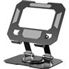 Generico Supporto Tablet da Tavolo Pieghevole Regolabile in Metallo Nero,Girevole a 360°,Porta Cellulare per 4-16 iPad,Kindle,iPhone,Samsung,Porta Tablet Supporto Telefono Scrivania (Fondo Quadrato)