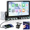 Hodozzy CarPlay Wireless Android Auto Autoradio 1 Din con In-Cell Schermo da 7 Pollici con USB Type-C, Compatibile con Bluetooth 5.2, Radio FM, Ricarica Rapida, EQ, Telecamera Posteriore