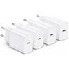 Generico 4 Caricatori USB-C 15W PD 3.0 Ricarica Rapida compatibile con iPhone 16/15/14/13/12,Galaxy S24/S23/S22/S21,Pixel, iPad, Tablet Presa EU