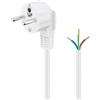 CABLEPELADO Cavo di alimentazione CEE7 | Spina Schuko a morsettiere | Sezione 0,75 mm² | H05VV-F | Prese, reglette, alimentatori, portalampada | Bianco | 1,50 metri