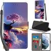 PHINIENLAND Cover per Samsung Galaxy S22 Ultra Case PU Pelle Custodia [Kickstand] [Chiusura magnetica] [Slot per Schede], Portafoglio Flip Custodia per Samsung S22 Ultra,Montagna
