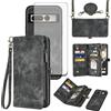 Asuwish Custodia per telefono per Google Pixel 7 Pro 5G Portafoglio con cerniera Custodia cellulare staccabile con pellicola protettiva in vetro temperato Crossbody Strap Flip Porta carte Pixel7Pro