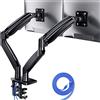 ErGear Supporto Doppio Monitor Scrivania fino a 40 pollici, Capacità Max 12kg, UltraWide Braccio Monitor Resistente con Porte USB, Supporto Monitor Regolabile in Altezza, VESA 75x75mm o 100x100mm